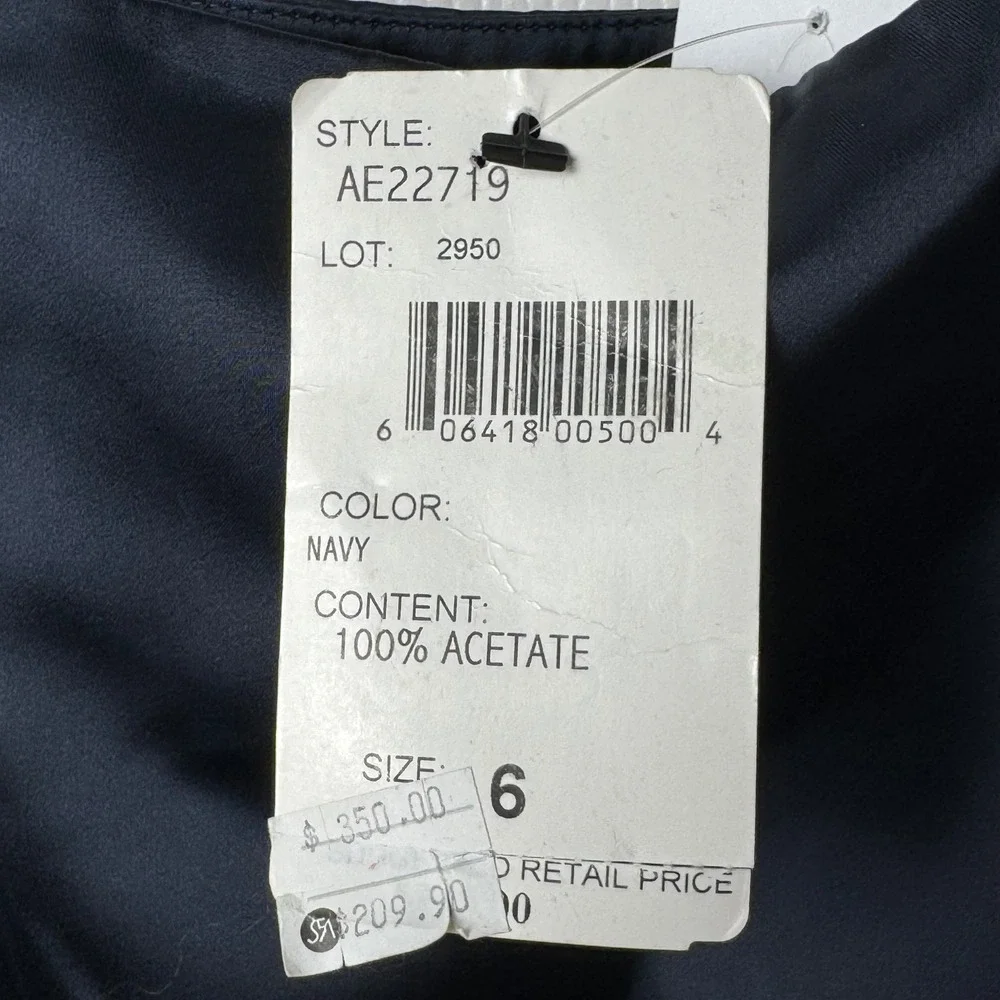 Oscar de la Renta Maxi‎ Skirt Womens 6 Navy Satin Bell Formal NEW